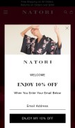 How natori.com looks like on a mobile device such as an iPhone.