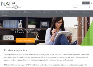 How natptax.com looks like on a tablet such as an iPad.