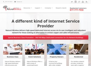 How naturalwireless.com looks like on a tablet such as an iPad.