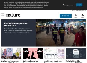 How nature.com looks like on a tablet such as an iPad.