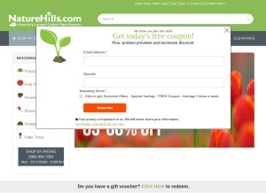 How naturehills.com looks like on a tablet such as an iPad.