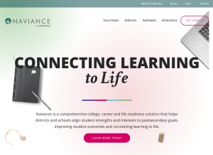 How naviance.com looks like on a tablet such as an iPad.