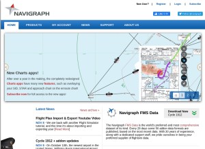 How navigraph.com looks like on a tablet such as an iPad.