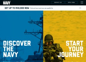 How navy.com looks like on a tablet such as an iPad.