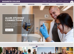 How naz.edu looks like on a tablet such as an iPad.