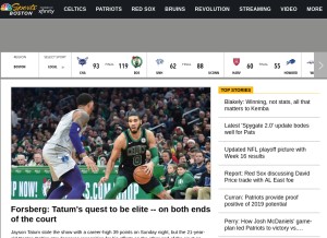 How nbcsportsboston.com looks like on a tablet such as an iPad.