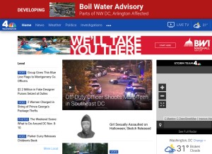 How nbcwashington.com looks like on a tablet such as an iPad.