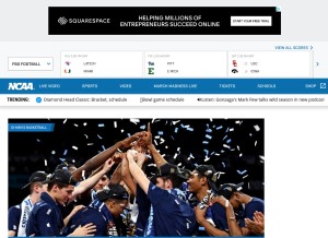 How ncaa.com looks like on a tablet such as an iPad.
