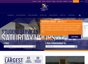 How ncc.edu looks like on a tablet such as an iPad.