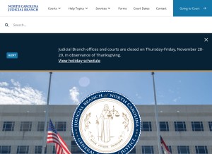 How nccourts.gov looks like on a tablet such as an iPad.