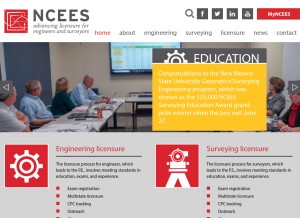 How ncees.org looks like on a tablet such as an iPad.