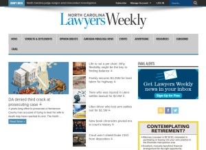 How nclawyersweekly.com looks like on a tablet such as an iPad.