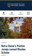How nd.edu looks like on a mobile device such as an iPhone.
