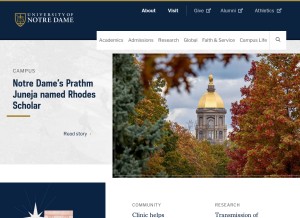 How nd.edu looks like on a tablet such as an iPad.