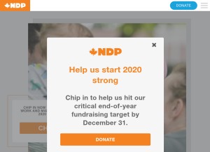 How ndp.ca looks like on a tablet such as an iPad.