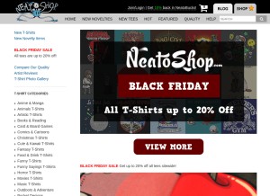 How neatoshop.com looks like on a tablet such as an iPad.