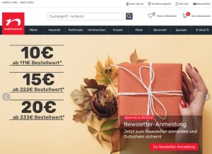 How neckermann.de looks like on a tablet such as an iPad.