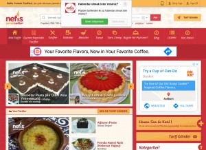 How nefisyemektarifleri.com looks like on a tablet such as an iPad.
