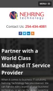 How nehring.com looks like on a mobile device such as an iPhone.