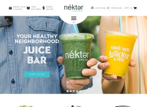 How nekterjuicebar.com looks like on a tablet such as an iPad.