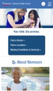 How nemours.org looks like on a mobile device such as an iPhone.