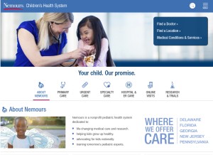 How nemours.org looks like on a tablet such as an iPad.