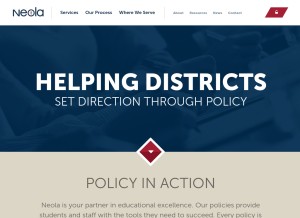 How neola.com looks like on a tablet such as an iPad.