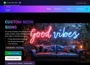 How neonsigncustom.com looks like on a tablet such as an iPad.