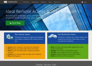 How neorouter.com looks like on a tablet such as an iPad.