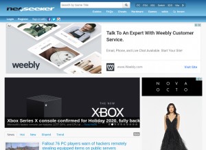 How neoseeker.com looks like on a tablet such as an iPad.