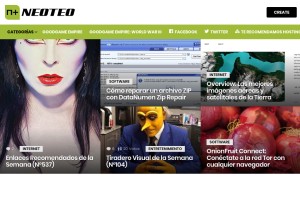 How neoteo.com looks like on a tablet such as an iPad.