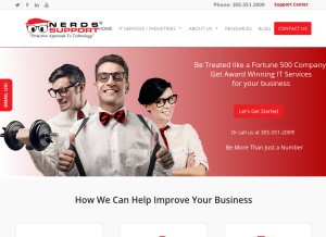 How nerdssupport.com looks like on a tablet such as an iPad.