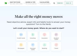 How nerdwallet.com looks like on a tablet such as an iPad.