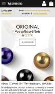How nespresso.com looks like on a mobile device such as an iPhone.