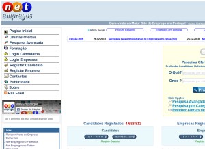 How net-empregos.com looks like on a tablet such as an iPad.