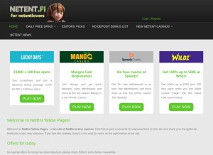 How netent.fi looks like on a tablet such as an iPad.