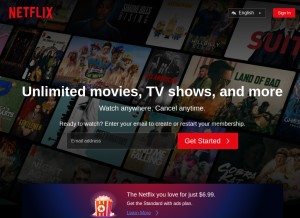 How netfix.com looks like on a tablet such as an iPad.