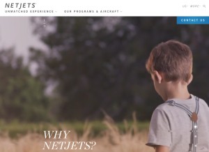 How netjets.com looks like on a tablet such as an iPad.