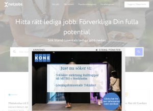 How netjobs.com looks like on a tablet such as an iPad.