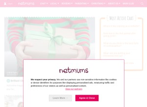 How netmums.com looks like on a tablet such as an iPad.