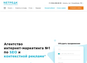 How netpeak.kz looks like on a tablet such as an iPad.