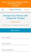 How netspend.com looks like on a mobile device such as an iPhone.