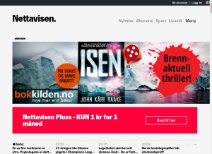 How nettavisen.no looks like on a tablet such as an iPad.