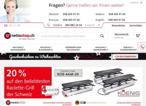 How nettoshop.ch looks like on a tablet such as an iPad.