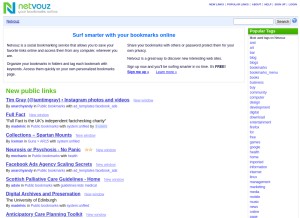 How netvouz.com looks like on a tablet such as an iPad.