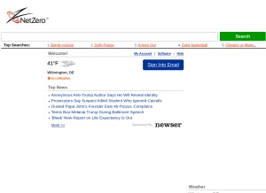 How netzero.net looks like on a tablet such as an iPad.
