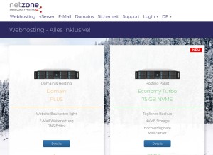 How netzone.ch looks like on a tablet such as an iPad.