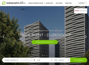 How neubauprojekte.ch looks like on a tablet such as an iPad.