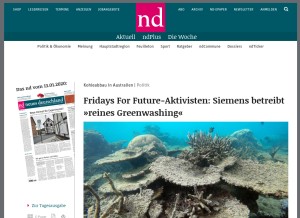 How neues-deutschland.de looks like on a tablet such as an iPad.