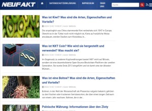How neufakt.de looks like on a tablet such as an iPad.